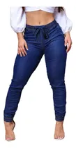 Comprar Calça Feminina Jogger Jeans Azul Escura Cintura Elastico 
