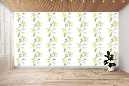 Imagen 2 de 3 de Papel Tapiz Flores Amarillas Estilo Toscano-pegamento Gratis