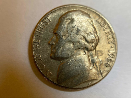 Moneda De 5 Centavos Usa Jefferson 1966 Envió Gratis