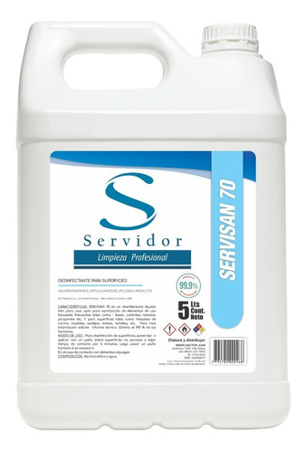 Desinfectante Alcohol 70% Sanitizante Liquido 5lt 