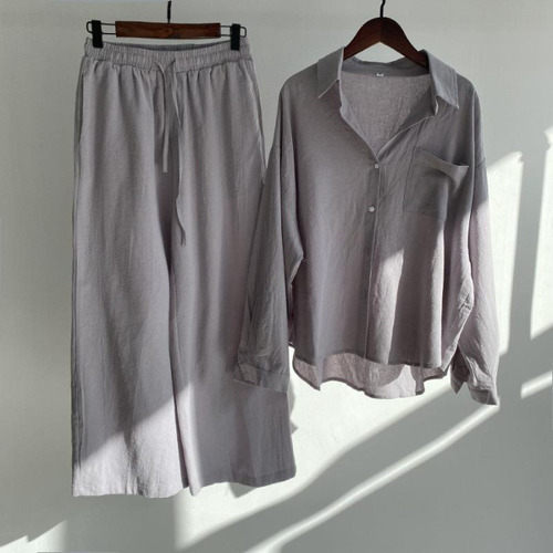 Conjunto Casual Camisa Y Pantalones Lino Y Algodón Par