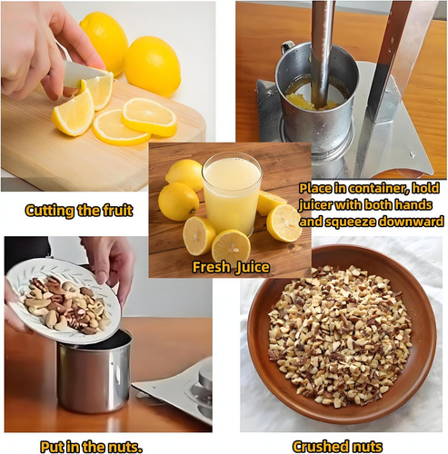 Exprimidor Manual De Frutas Con Mango De Acero Inoxidable