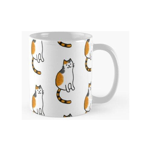 Taza Sonriendo Calico Cat Calidad Premium