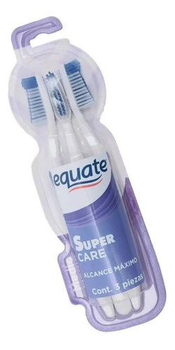 3 Pza Cepillo Dental Equate Super Care Alcance Máximo Medio