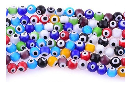 10 Mm 200 Piezas Mal De Ojo Perlas De Vidrio Varios Colores