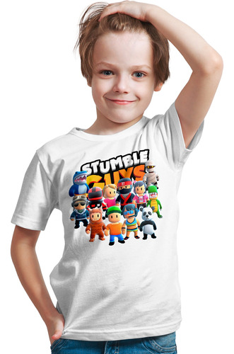 Remera Stumble Guys Kids Algodon 100% Con Estampa Dtf