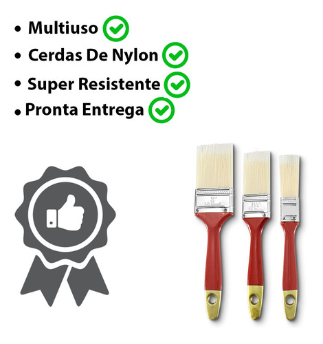 Imagem 2 de 6 de Pincel Para Pintar Casas E Parede 3 Peças Original 123 Útil
