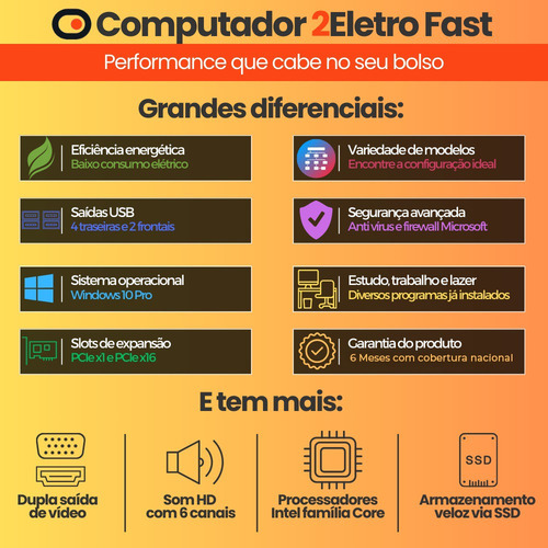 Pc 2eletro Fast Intel Core I5 2a 8gb Ram Ssd 480gb