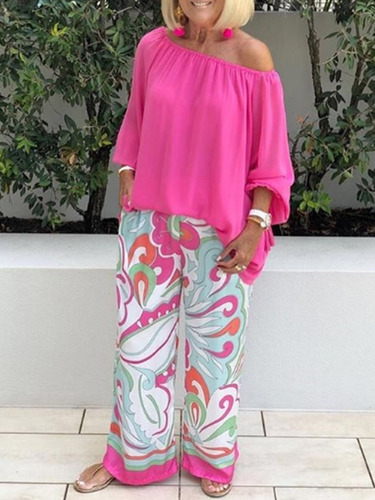 Mz Conjunto Casual Con Pantalones Estampados For Mujer