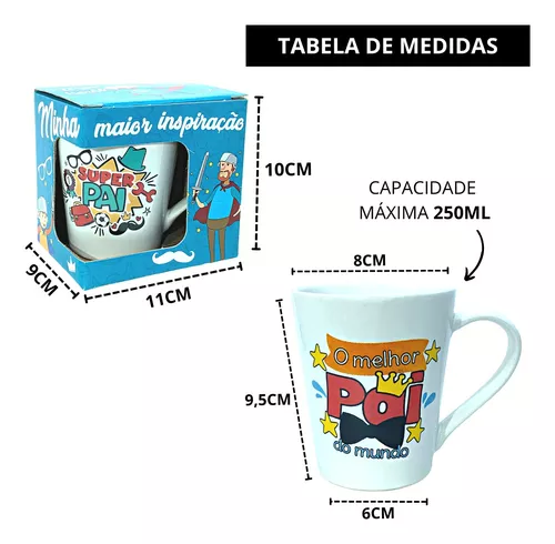 Canecas de Porcelana Jogo C/3 - C/Caixa Para Presente 310ml. - Papel Mache