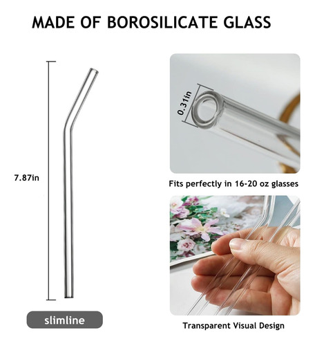 Micalor 10 Pcs Pajillas De Vidrio Transparente, 7,9 En X 8 Y