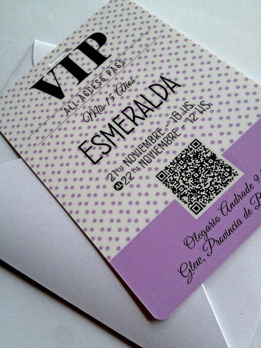 Invitacion Vip 15 Años Plastificadas Simil Pvc Cordon X10