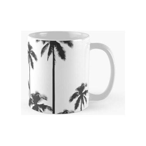 Taza Palmeras Tropicales Exóticas En Blanco Y Negro Calidad 