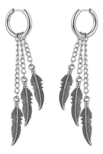 Par De Piercing, Aros Tres Plumas Colgantes Vintage Punk 