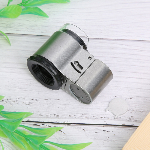 Lupa De Microscopio 50x Mini Portátil Con Moneda Led