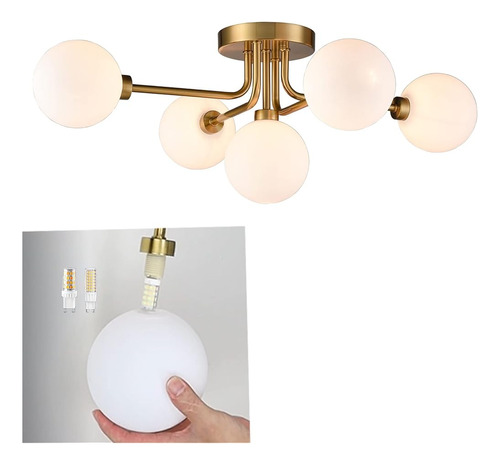 Claxy Luz De Techo Dorada Sputnik Semi-flush Mount Lámpara C