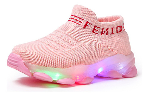 Zapatos For Niños Niños Niñas Letra Malla Led Luminoso So