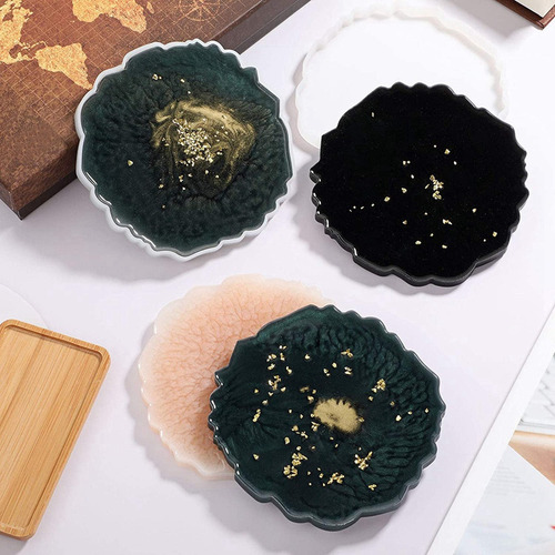 10 Piezas De Posavasos De Silicona Y Ágata Para Hacer Moldes