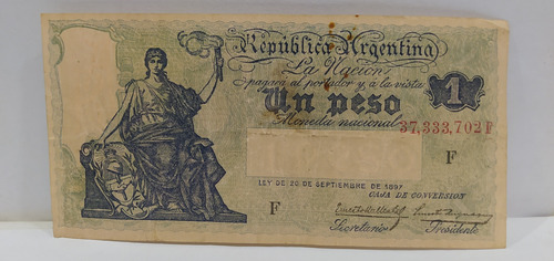 Billete 1 Peso Caja De Conversión 1934 Bottero 1565