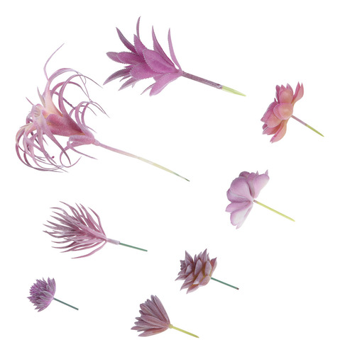 Set De 8 Plantas Suculentas Artificiales Violetas Para Decor