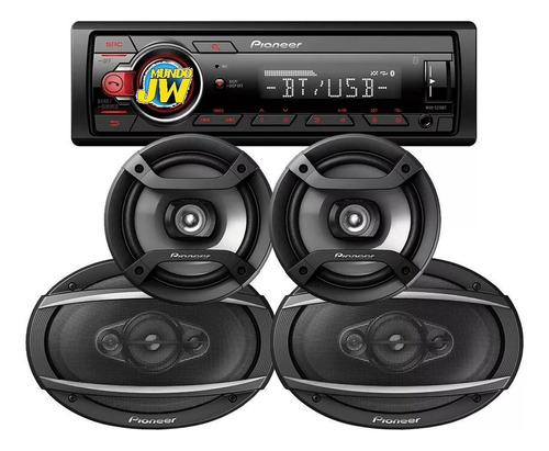 Combo Pioneer Estereo Mvh 215 Bt + 4 Parlantes Pioneer 420w