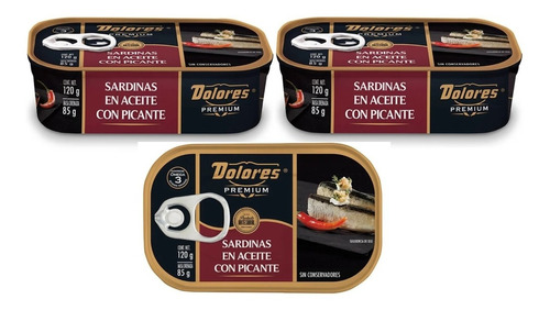 3 Sardina Dolores Premium En Aceite Con Picante De 120g C/u