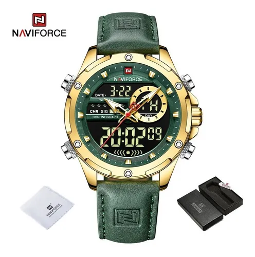 Naviforce Luxury Sport Cronógrafo Relojes De Cuero Para Homb
