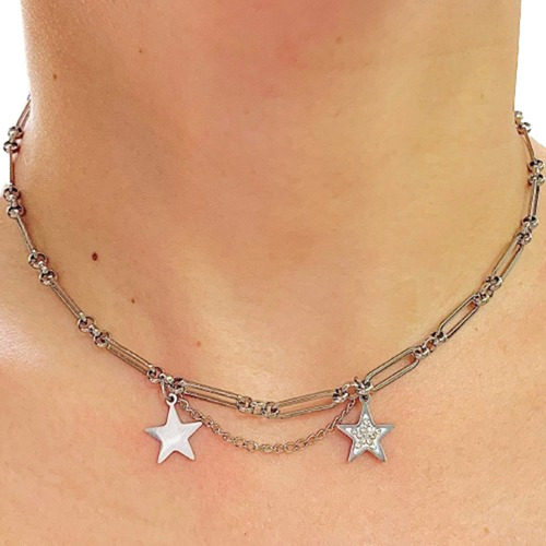 Gargantilla Con Estrellas De Acero Quirurgico Cdq 028