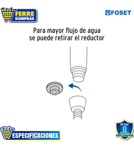 Regadera Cromo De Teléfono Con Soporte, Foset 45785