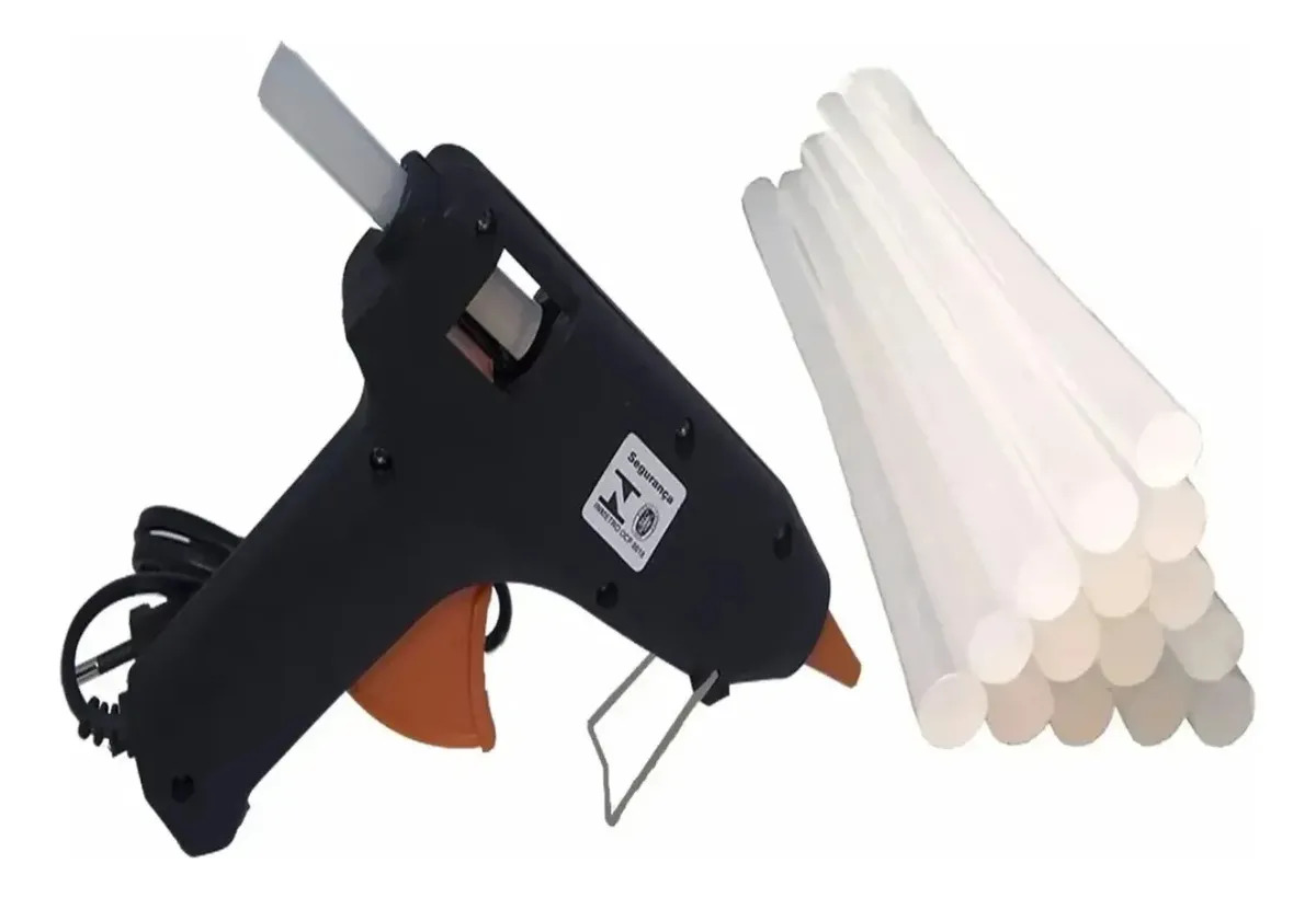 Kit 1 Pistola Cola 1kg Cola Quente Transparente Grossa
