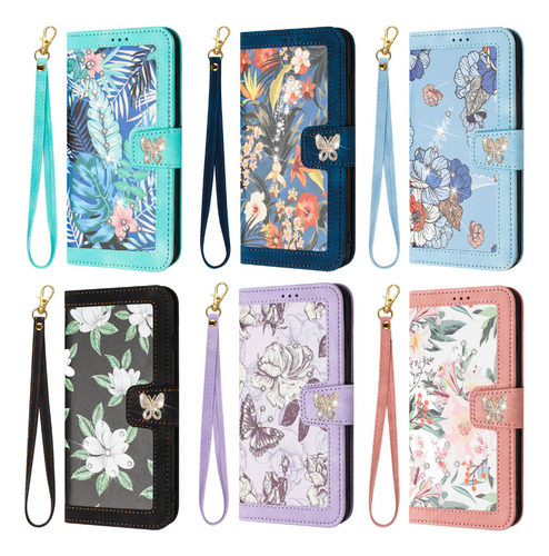 Funda De Piel Sintética Para Samsung Galaxy A56, A55, A35, A16, A26, A34, A54, S24, Fe, S25, Con Forma De Cartera Con Forma De Flor