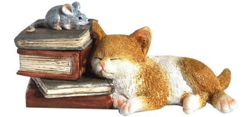 Enchanted Story Garden Kitten Napping On Books Trinket ...