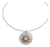Comprar Collar De Nacar. Chocker Gargantilla Blanco. Con Medallon