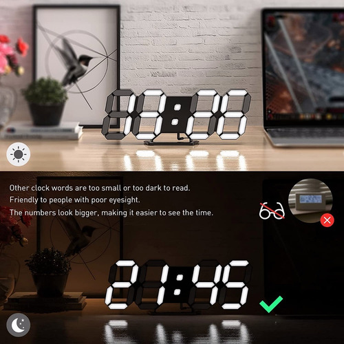 Imagen 7 de 10 de Reloj Despertadores Digital Led 3d Luz Nocturna Electrónico