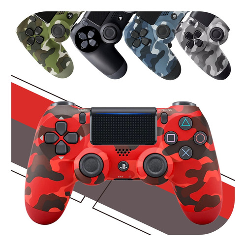 Palanca tipo joystick del mando inalámbrico PS4 compatible con PS4 y PC, camuflaje, color rojo