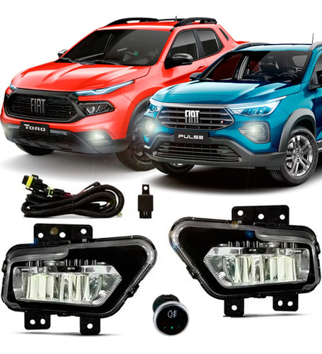 Kit Farol De Milha Neblina Pulse Toro 2021 2022 Auxiliar Led