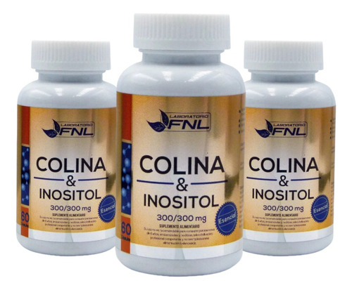 Colina + Inositol 300mg Fnl 3 Frascos 180 Caps. De Gelatina