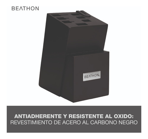 Set 14 Cuchillos Cocina Acero Inoxidable Negro Beathon