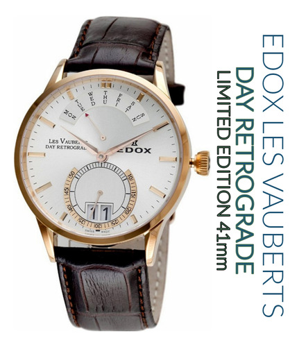 Edox Les Vauberts Day Retrograde 41mm Quartz, 