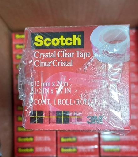 Imagen 3 de 3 de Pack 12 Cintas Adhesivas Cristal 12mm X 20m Scotch 3m
