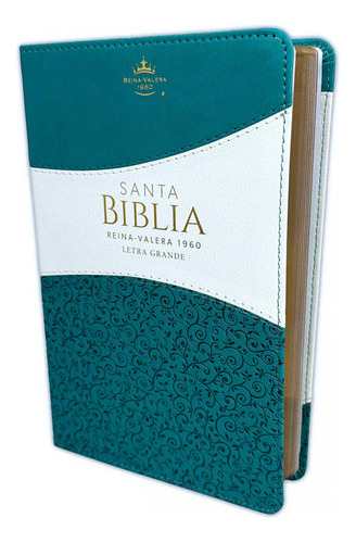 Biblia Rvr1960 Mujer Duotono Turquesa Floral Blanco