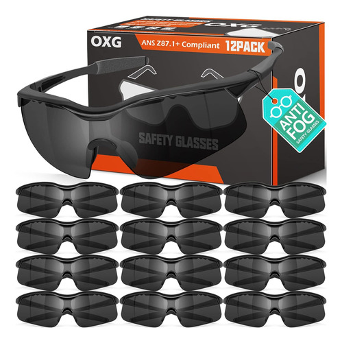 Paquete De 12 Gafas De Seguridad Antivaho Oxg Para Hombre, A