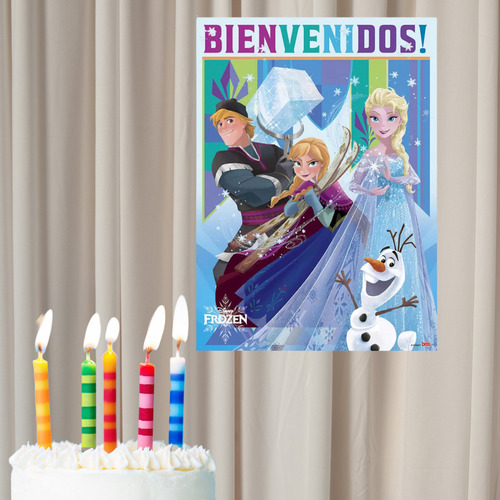 Afiche Frozen Cumpleaños Cartel Deco Puerta Disney