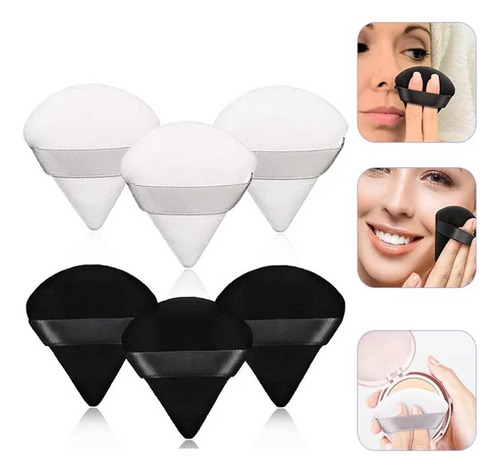 Set 6pz Maquillaje Puffs Polvo Triángulo Esponja Maquillaje