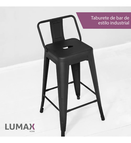 Set 4 Taburetes De Bar Bancos De Cocina Tipo Tolix Modernos Color Negro