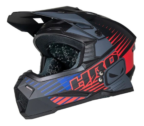 Casco Cross Hro Mx03 Across Negro Rojo Mate Moteros