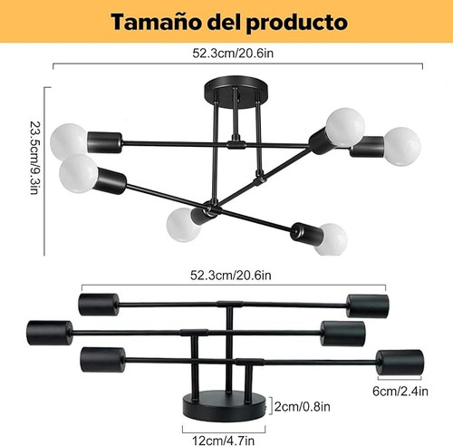 Lámpara De Techo Colgante Decorativas Con 6 Luces