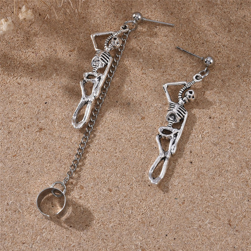 Pendientes Colgantes En Forma De Calavera Con Borla En Forma