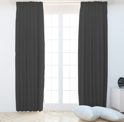 Juego Cortinas Blackout Textil Con Presillas Tela Tricapa Calidad Premium 2 Paños Iguales