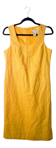 Vestido Midi Mezcla Lino Amarillo Jg Hook Talla 6